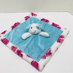 Betsey Johnson Lovey White Blue Puppy Floral Trim Back is Floral Baby Toy Plush